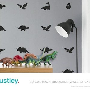 30 Cartoon Dinosaur Wall Stickers, Dinosaur Wall Decals, Dinosaur Wall Art, Wall Stickers, Office, Nursery, Bedroom