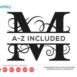 Geteilte Monogramm-Buchstaben, geteilte Buchstaben SVG, Alphabet SVG, A-Z enthalten, Designs für Cricut und Silhouette, digitaler Download