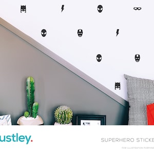 40 stickers superheld masker, muurstickers superheld, superheld kunst aan de muur, muurstickers, kunst aan de muur, muurstickers, slaapkamer, kinderkamer, speelkamer