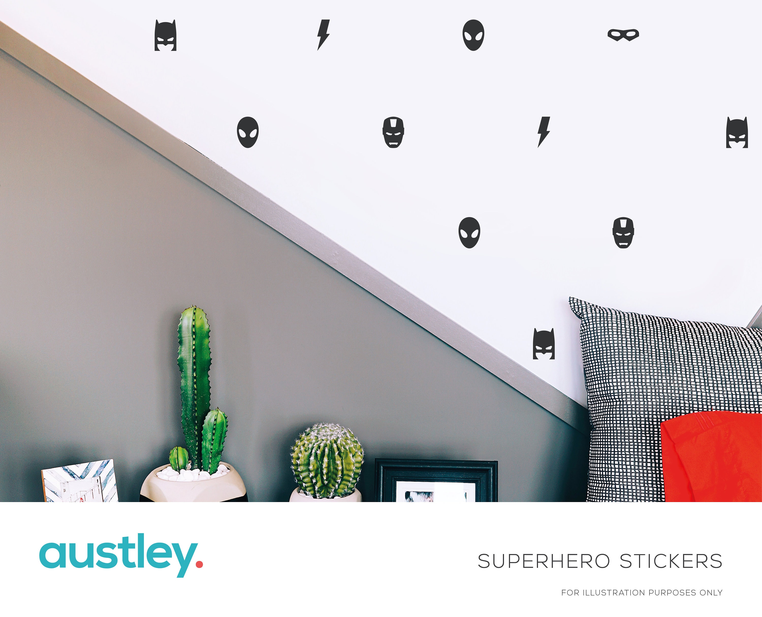 40 Superhero Mask Stickers, Superhero Wall Decals, Superhero Wall Art, Wall Decals, Wall Art, Wall Stickers, Bedroom, Nursery, Play Room