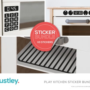 Play Kitchen Sticker Bundle, Cooker Oven Dials and Clock, Microwave Keypad, Oven Rack, DIY Makeover, fits a Duktig Play Kitchen