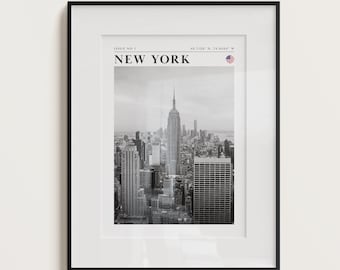 Stampa dello skyline di New York City, poster di viaggio, arte americana, New York City, stampa retrò, arredamento per camera da letto, parete della galleria (download digitale)