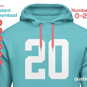 Sporting Numbers Bundle, Jersey Numbers SVG, University, Numbers 0-20, Designs for Cricut and Silhouette, Digital Download, Black Numbers
