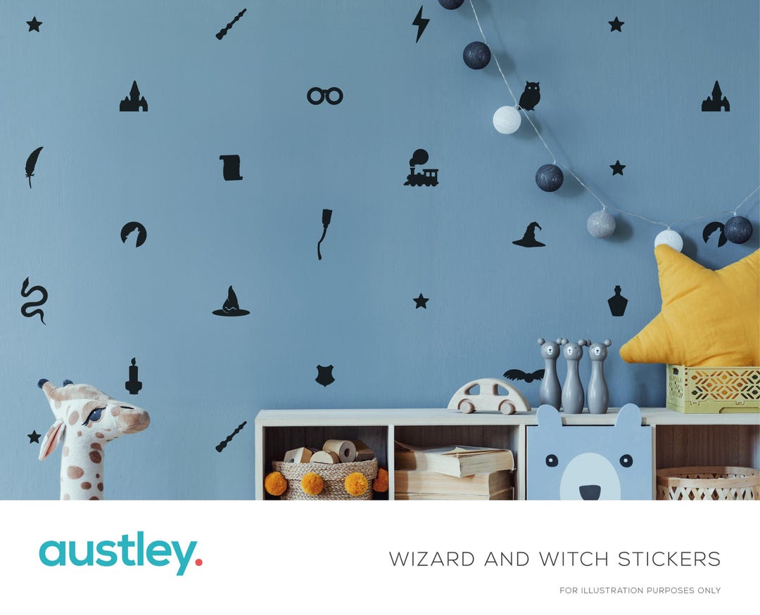 46 Wizard and Witch Stickers, Wizard Wall Decals, Wizard Wall Art, Wall ...