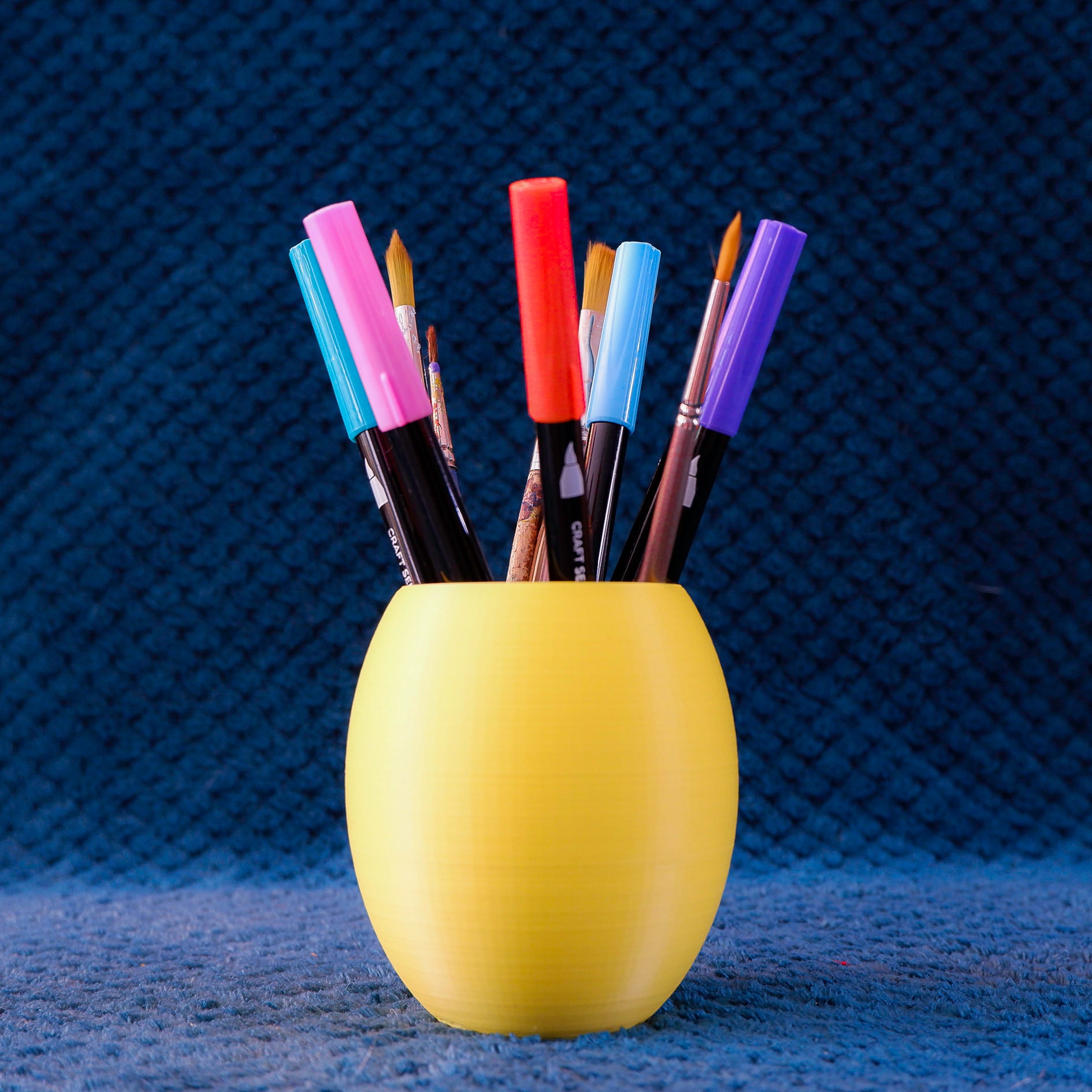 Pot à Crayon Jaune Bureau Impression 3 D Recyclable Éco-Responsable en Plus Vous Participer Un Proje