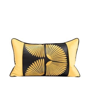 Gold Pillow,Black Cushion Cover,Silk Pillow,Embroidered Pillow Cover,Home Decorative Pillow