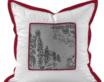 WHITE RED CUSHION Covers, Snowflake Cushion Cover, Throw Cushion Covers, Zipper Cushion Cover, Snowflake Pillow Covers 18x18