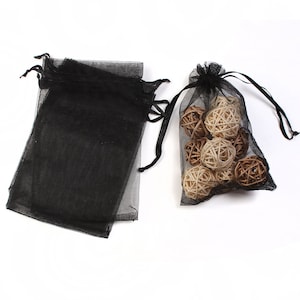 Pack of 20 Black Organza Bags 15x10cm for Jewelry Gifts Parties Wedding Baptism