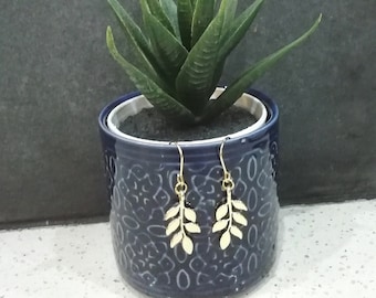1 Pair of Gold or Silver Leaf Branches Dangle Earrings STAINLESS STEEL Handmade