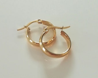 1 Pair of CREOLES 18x4mm Gold Earrings STAINLESS STEEL Hypoallergenic