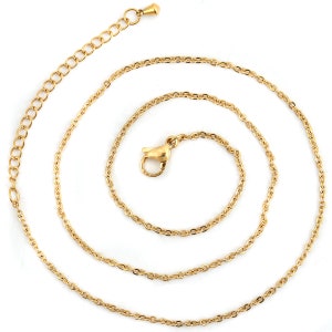 NECKLACE Chain 41cm, 45cm, 50cm or 60cm Gold STAINLESS STEEL Hypoallergenic 41 Centimetres