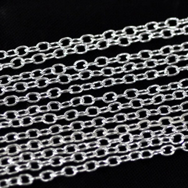 Lot Of 10m - 10 meters of Oval Chain Link Chains 3 x 2mm SILVER Nickel and Lead Free Jewelry Creation