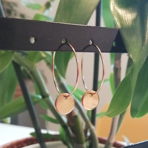 1 Pair of 20mm Thin Minimalist Golden HOOPS with Sequins or Leaves STAINLESS STEEL Hypoallergenic Earrings image 2
