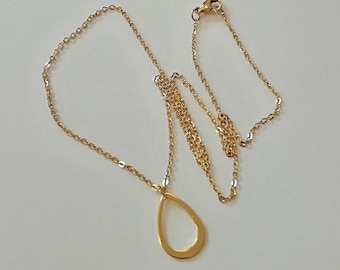 NECKLACE Fine chain 70cm, 60cm, 45cm or 41cm With Gold or Silver Drop Pendant STAINLESS STEEL Handmade