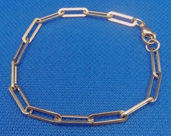 Bracelet Chaîne Doré ou Argenté Ajustable Maillon Trombone 14x4mm Homme ou Femme 18,4cm ACIER INOXYDABLE Hypoallergénique