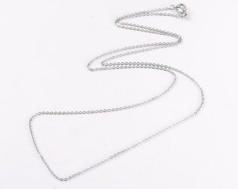 COLLANA Catena fine 40cm o 45cm o 50cm o 70cm o 80cm Argento ACCIAIO INOSSIDABILE Ipoallergenico