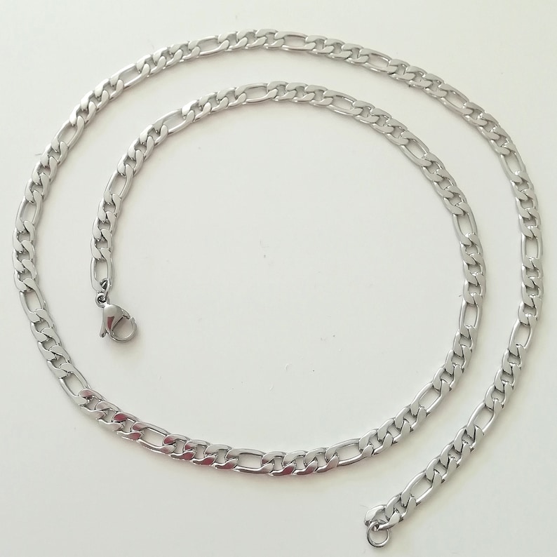 COLLIER Chaine Figaro Homme ou Femme 50cm ou 60cm x 4,5mm Argenté ou Doré ACIER INOXYDABLE Hypoallergénique image 3