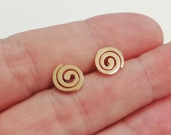 1 Pair of Vortex Spiral CHIPS Gold 8mm or Silver 7mm Hypoallergenic STAINLESS STEEL Earrings