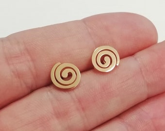 1 Paire de PUCES Vortex Spirale Doré 8mm ou Argenté 7mm Boucles d'Oreilles ACIER INOXYDABLE Hypoallergénique