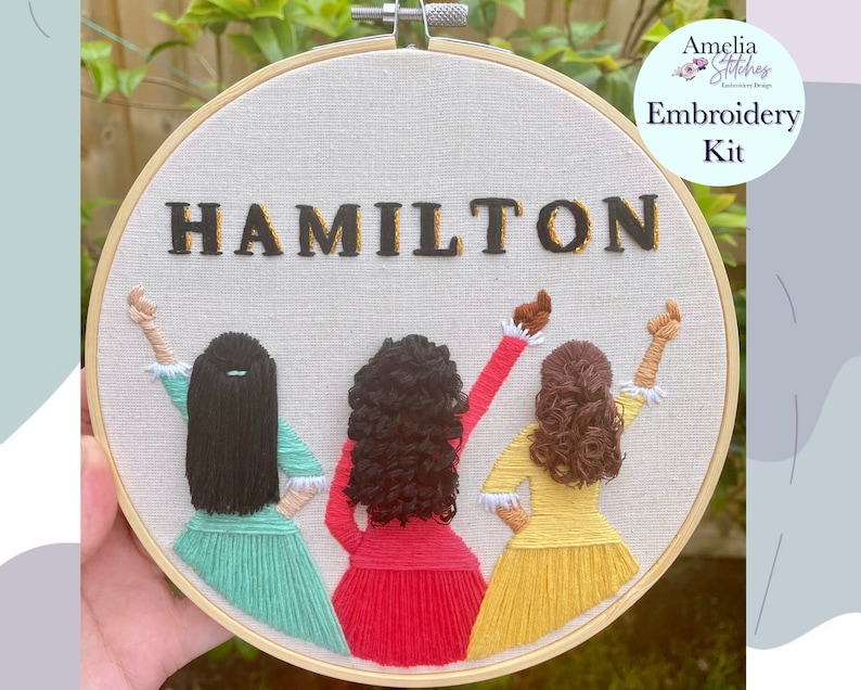 Hamilton Inspired Schuyler Sisters Embroidery Kit by Amelia Stitches 