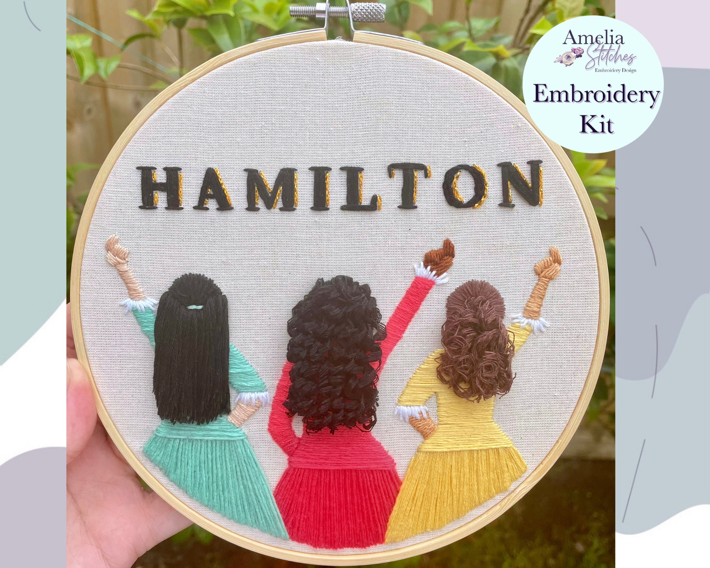 Hamilton Inspired Schuyler Sisters Embroidery Kit by Amelia Stitches