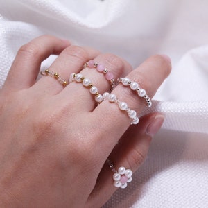 Pearl Rings || vintage jewelry || stackable ring || beaded ring || minimalist ring || kawaii ring || y2k ring || aesthetic ring