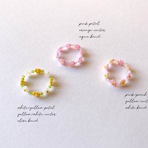 Cute Daisy Ring Customize/Personalize cute daisy flower beaded ring 90s y2k aesthetic ring kpop cute flower ring 00's image 2