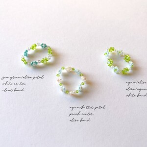 Cute Daisy Ring Customize/Personalize cute daisy flower beaded ring 90s y2k aesthetic ring kpop cute flower ring 00's image 3