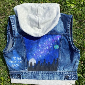 Denim Jacket, Hand Painted, Universe, Woman, Ladies, Painted Jeans Jacket