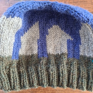 Standing stone hat- handknitted in Orkney Scotland.  Knitted in wool and  alpaca - soft, warn and cosy hat. Based on the Ring of Brodgar.