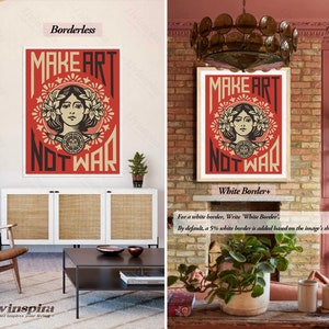 Póster de feminismo - Haz arte, no guerra / Arte para empoderar a las mujeres para decorar la pared de tu habitación / Impresión con cita posfeminista - Impresión enmarcada n.° 97 imagen 4