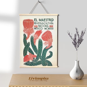 El Maestro Mexikanische Kakteen Vintage Print | Lebendige botanische Wandkunst | Perfekt für eine moderne Posterleiste #112