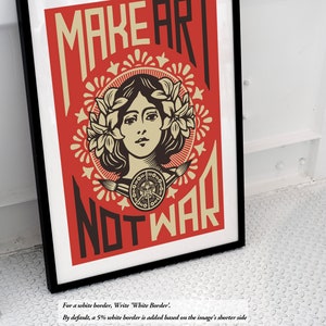 Póster de feminismo - Haz arte, no guerra / Arte para empoderar a las mujeres para decorar la pared de tu habitación / Impresión con cita posfeminista - Impresión enmarcada n.° 97 imagen 6
