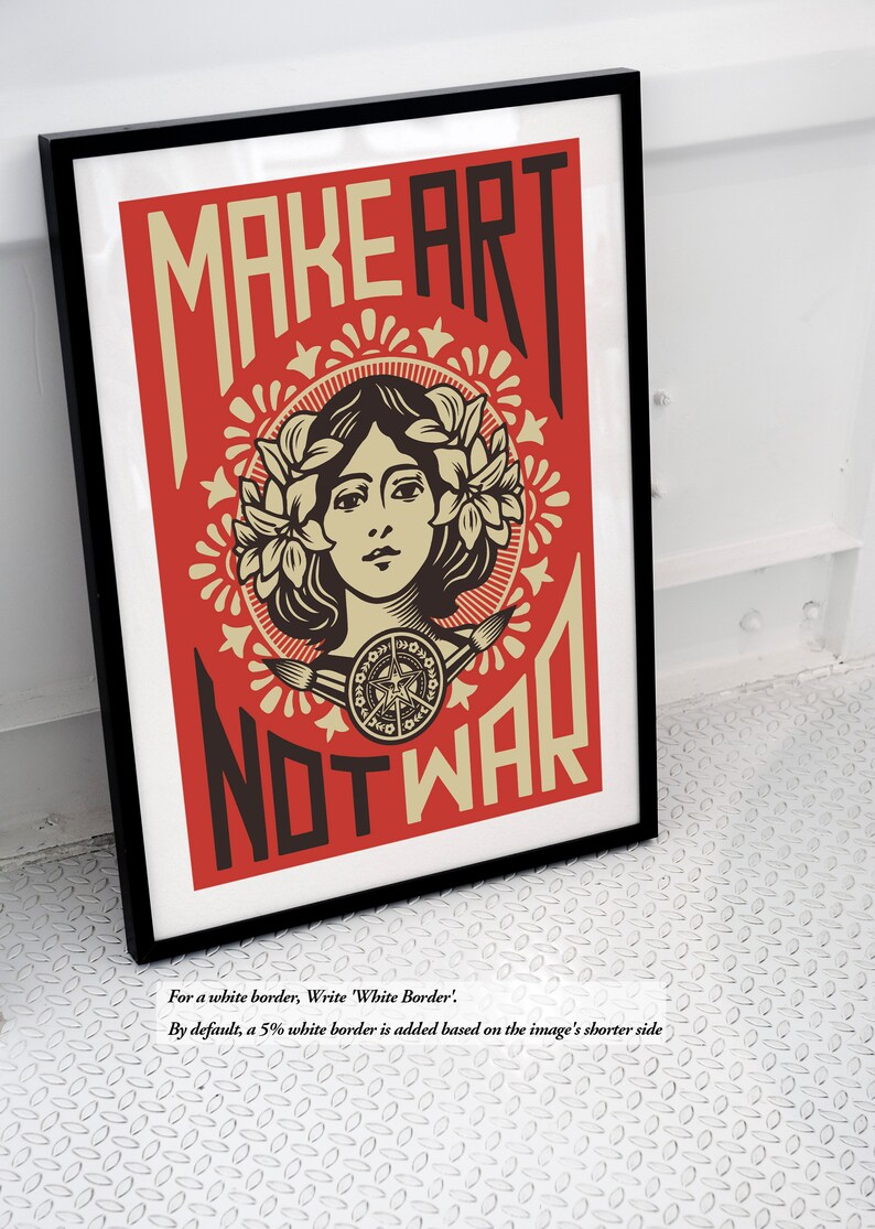 Póster de feminismo - Haz arte, no guerra / Arte para empoderar a las mujeres para decorar la pared de tu habitación / Impresión con cita posfeminista - Impresión enmarcada n.° 97 imagen 6