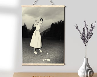 Audrey Hepburn Golfing Vintage Photograph | Digital Art