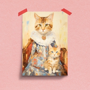 Noble Cats in Attire Print | Aristocratic Feline Art Poster for Elegant Home Art #166