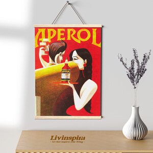Aperol inspirierter Retro Poster Druck | Vintage Cocktail Poster | Retro Poster Wanddekoration für Bar & Küche #107