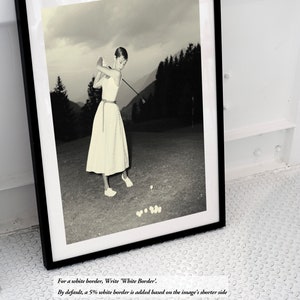 Audrey Hepburn Vintage Golf Poster | Black and White Classic Audrey Hepburn Golf Fashion Wall Art for Living Room Decor - Framed Print #91