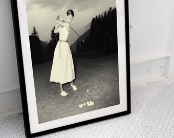 Audrey Hepburn Golfing Vintage Photograph | Digital Art
