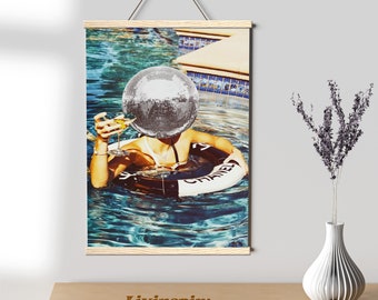 Retro DISCOBALL Maximalist Décor Wallprint | Disco era preppy style Summer Vibes Indie Aesthetic Chanel Wallposter - Poster Hanger #1-1