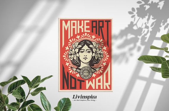 Feminism Poster - Make Art Not War Poster | Empowering Women Art for Room Wall Decor | Quote Print with Post Feminist - Framed Print #97