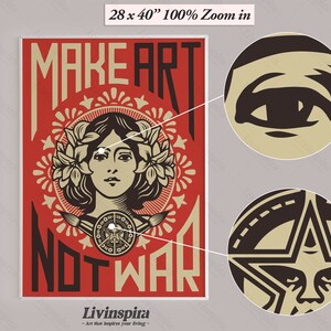 Póster de feminismo - Haz arte, no guerra / Arte para empoderar a las mujeres para decorar la pared de tu habitación / Impresión con cita posfeminista - Impresión enmarcada n.° 97 imagen 7
