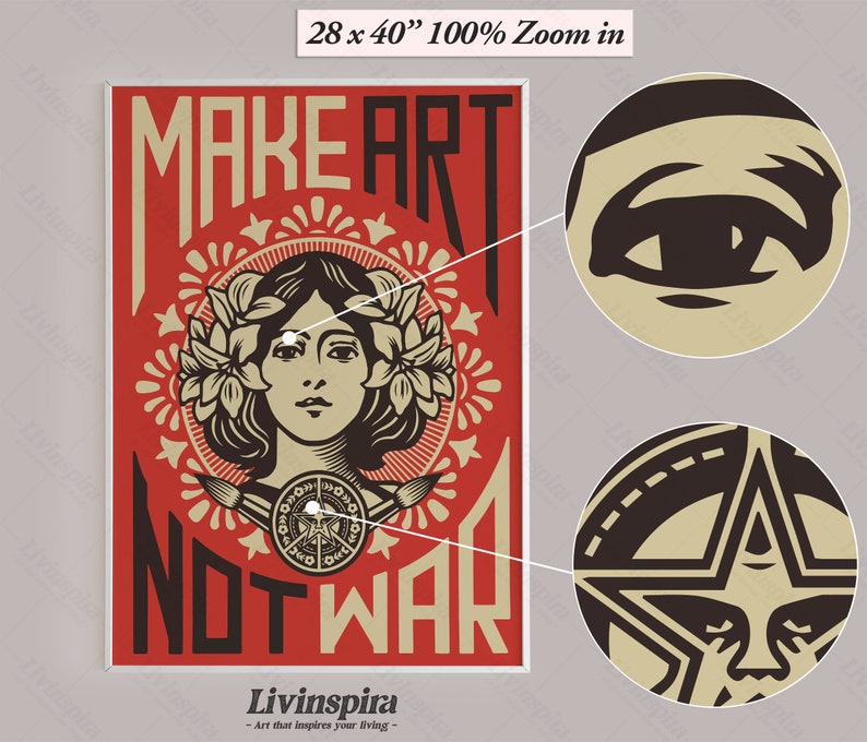 Póster de feminismo - Haz arte, no guerra / Arte para empoderar a las mujeres para decorar la pared de tu habitación / Impresión con cita posfeminista - Impresión enmarcada n.° 97 imagen 7