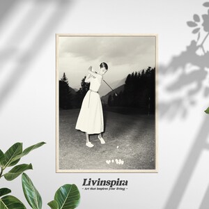 Audrey Hepburn Vintage Golf Poster | Black and White Classic Audrey Hepburn Golf Fashion Wall Art for Living Room Decor - Framed Print #91 image 6