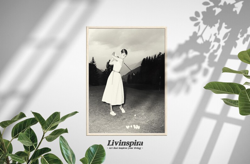Audrey Hepburn Vintage Golf Poster | Black and White Classic Audrey Hepburn Golf Fashion Wall Art for Living Room Decor - Framed Print #91 image 6