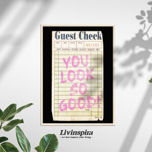 Czarny indie estetyczny gość sprawdź sztukę maksymalistyczny wystrój domu plakat rama, styl preppy wiszące ścienne sztuka do salonu, plakat w ramce nr 4