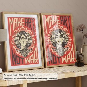 Póster de feminismo - Haz arte, no guerra / Arte para empoderar a las mujeres para decorar la pared de tu habitación / Impresión con cita posfeminista - Impresión enmarcada n.° 97 imagen 2