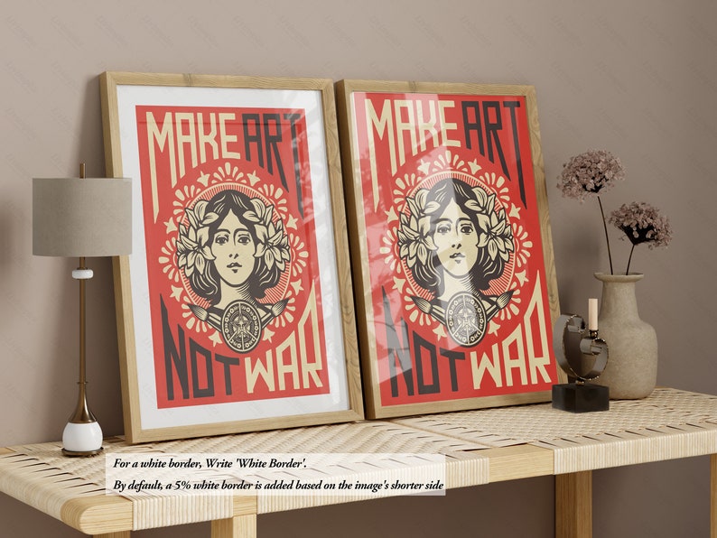 Póster de feminismo - Haz arte, no guerra / Arte para empoderar a las mujeres para decorar la pared de tu habitación / Impresión con cita posfeminista - Impresión enmarcada n.° 97 imagen 2