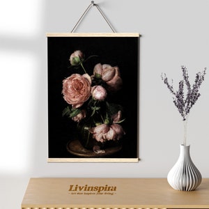Peony Blooms Poster Print | Lush Floral Picture for Elegant Home Decor | Timeless Nature Inspired Wall Art - Poster Hanger #102