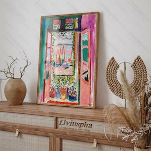 Henri Matisse Kunstwerk - Offenes Fenster | Wandbild für Wohnräume | Bekanntes Kunstwerk | Abstrakte Malerei – Gerahmter Druck #92